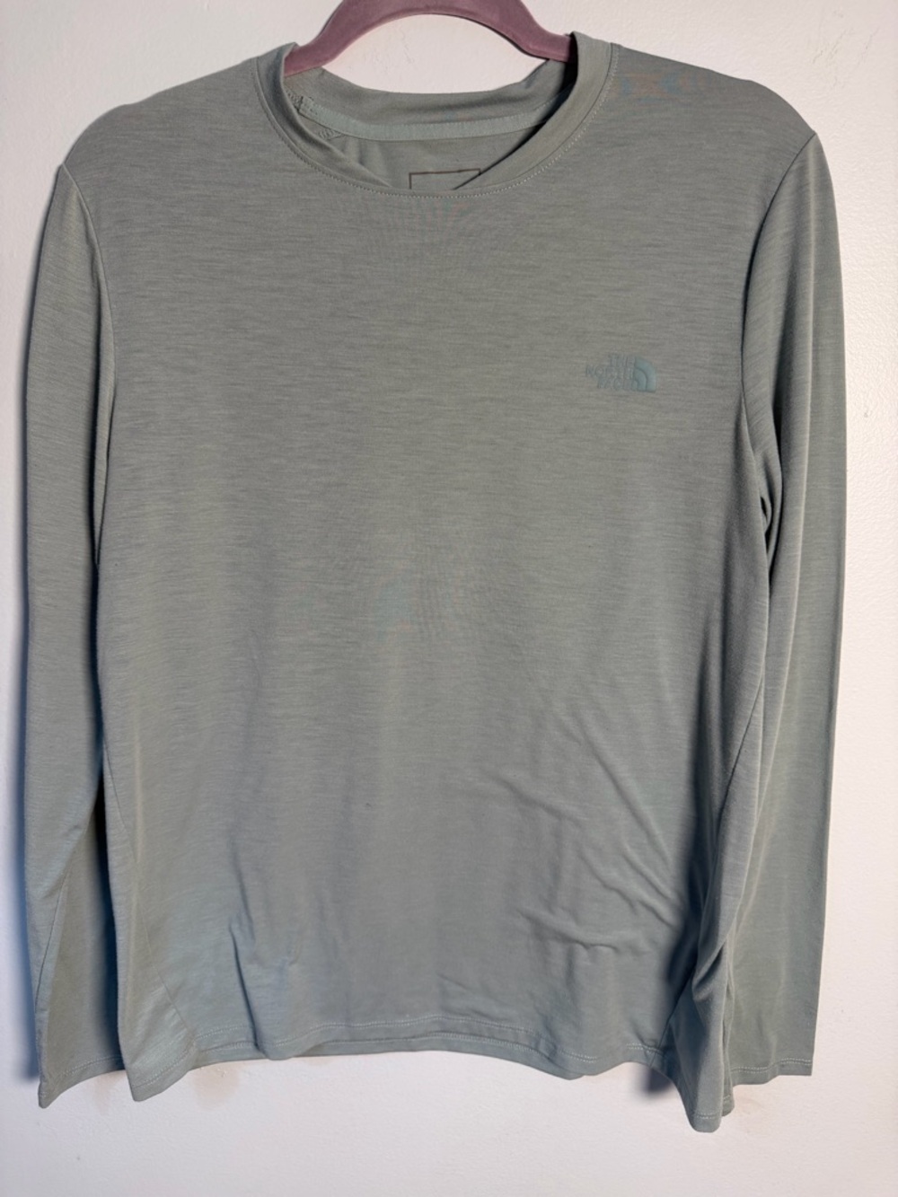 The North Face Women's Long Sleeve Crew - Light Sage with Black Logo